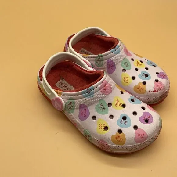 Sweethearts Crocs Big Childrens US Size J1 - Fur Lined Limited Edition - Picture 3 of 6